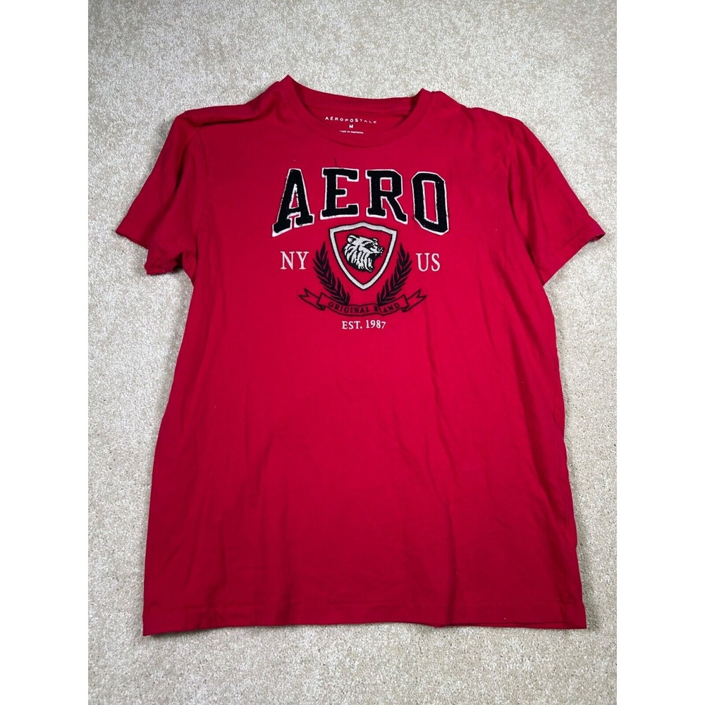 Vintage Aeropostale Mens Size M Red Logo T Shirt Preppy